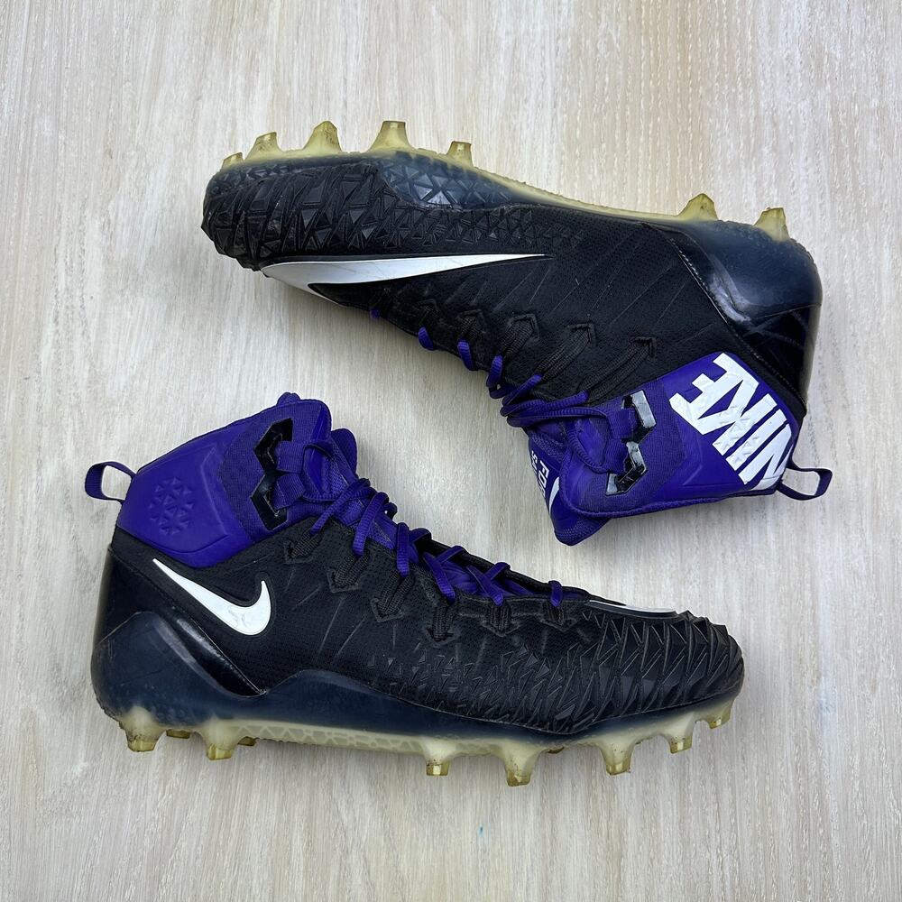 Nike Force Savage Elite 2 Black Purple White High Top Football Cleats Turf US 16